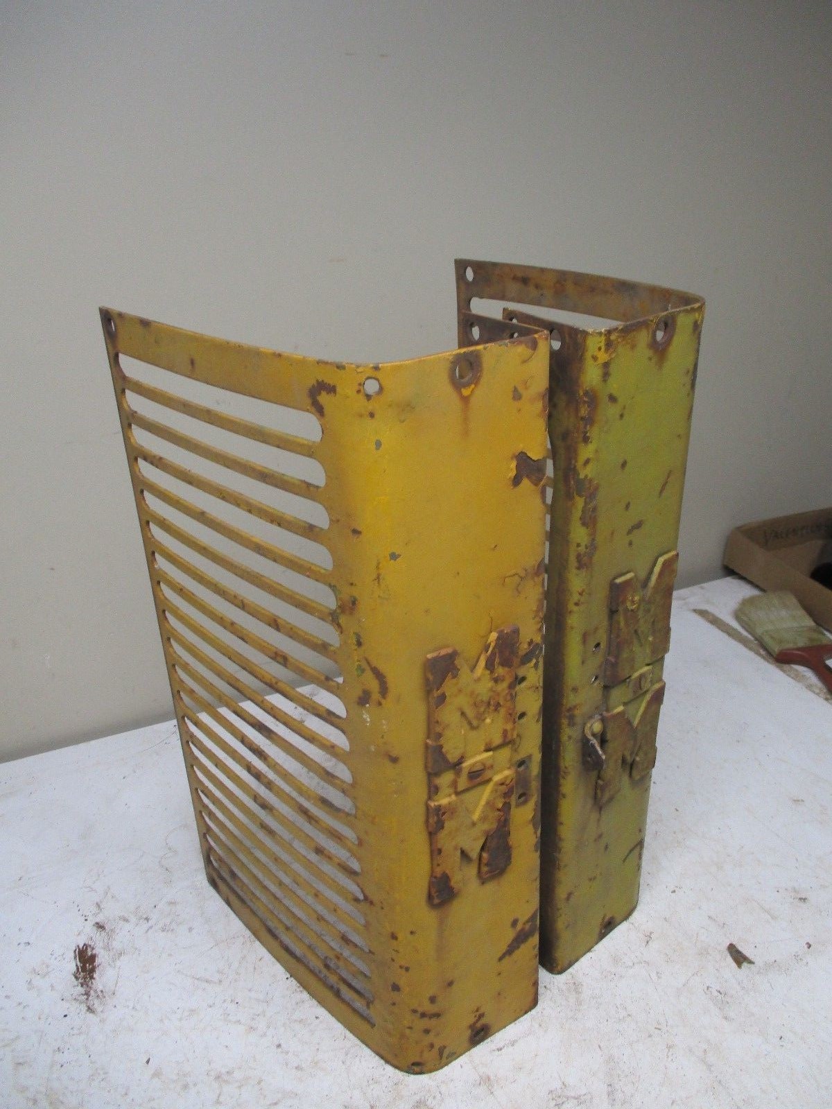 Pair Minneapolis Moline Tractor Grill Panels with cast iron MM Emblems Lot B