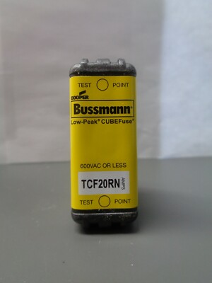 New Bussmann TCF20RN Low-Peak CUBEFuse 20 Amp Cube Fuse 600Vac 300Vdc