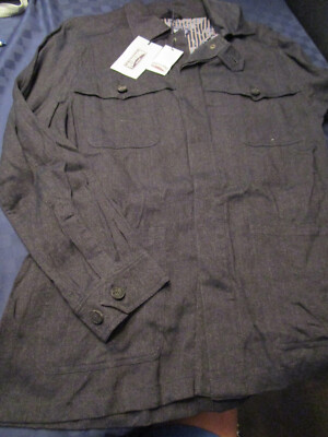 NWT VILEBREQUIN MENS BUTTON FRONT LINEN BLEND LIGHTWEIGHT JACKET INDIGO XL