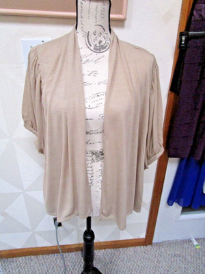 APOSTROPHE-BEIGE-PUFF SLEEVE-OPEN CLOSURE-SHRUG TOP-SIZE-S-NWT-$30