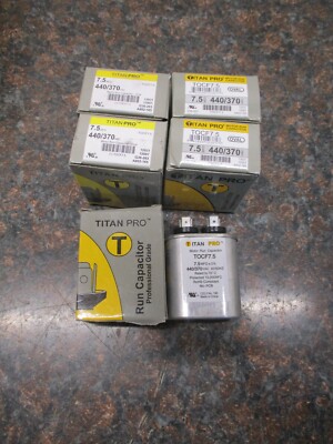 LOT 5 TitanPro TOCF7.5 HVAC Motor Run Oval Capacitor. 7.5 MFD/UF 440/370 Volts