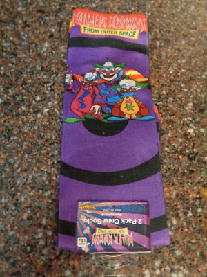 Killer Klowns from Outer Space 2-Pack Crew Socks 6-10 Adult NWT Unisex OSFM