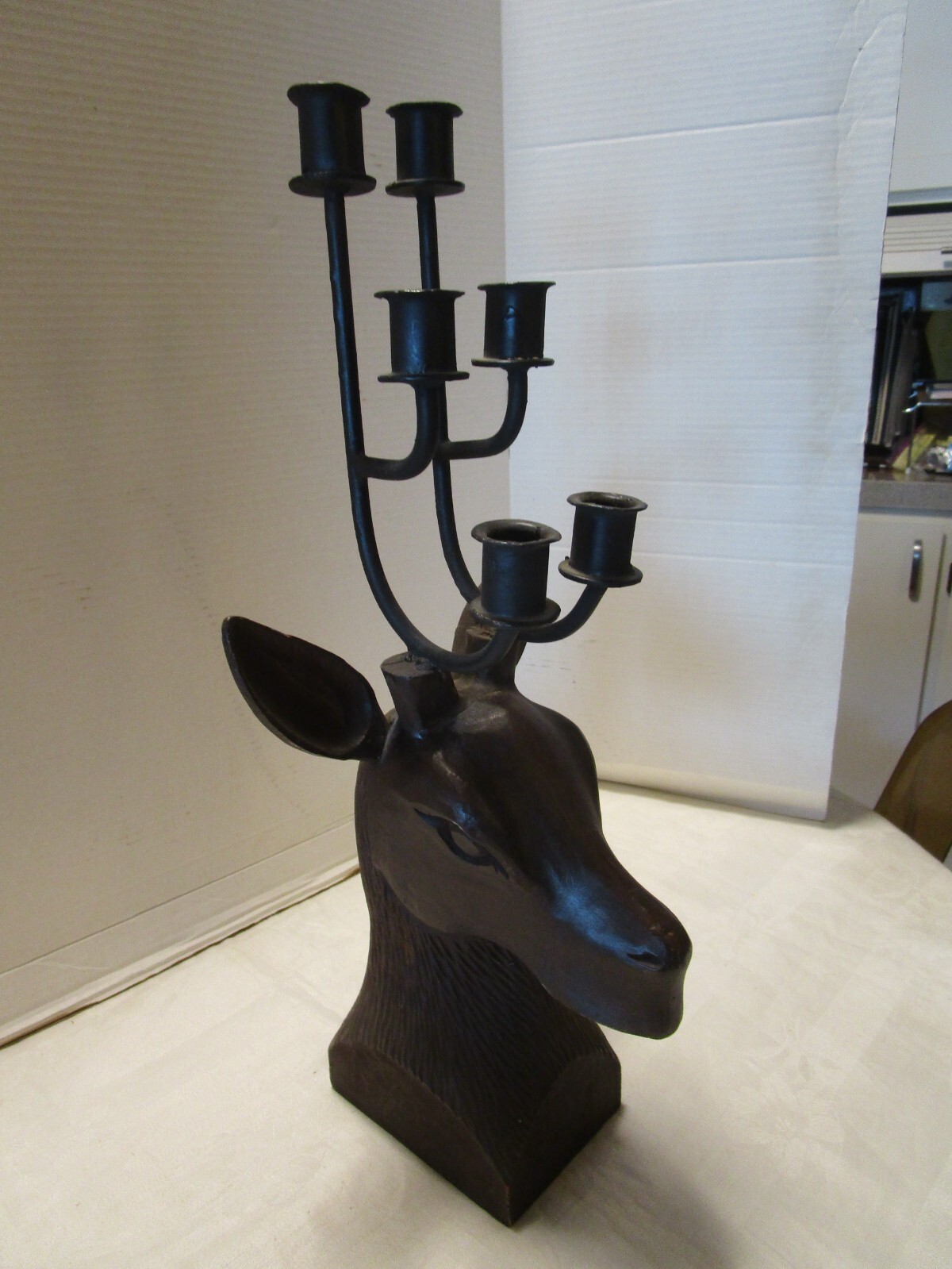 Vintage Black Forest folk Art Roe Deer Stag Candelabra 6 Vintage Black Forest folk Art Roe Deer Stag Candelabra 6