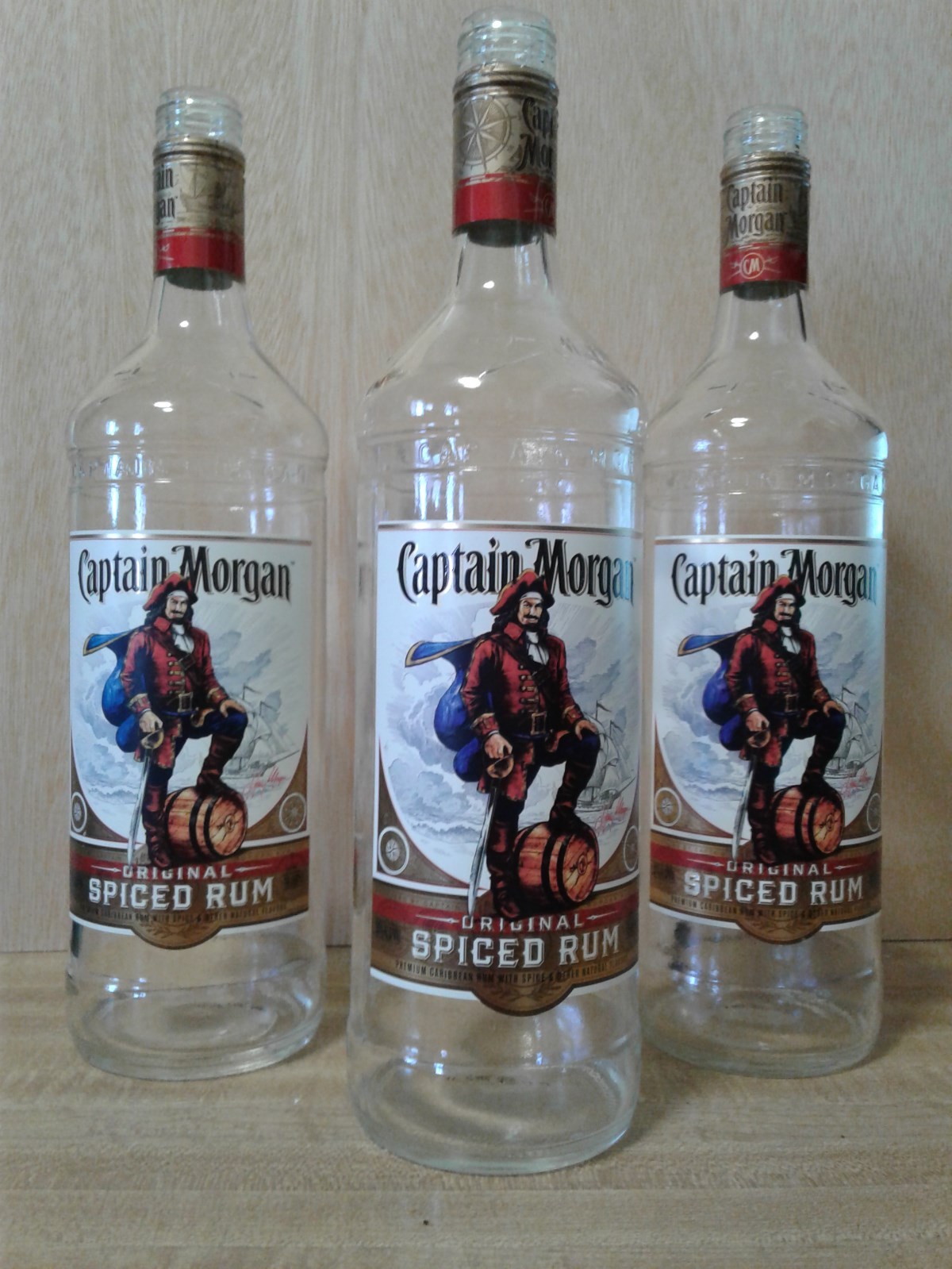 *NEW LABEL* Captain Morgan Spiced Rum Bottles, Without Caps Lot of 3