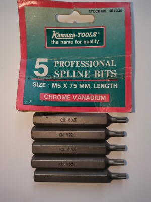 M5 Spline Bits 75mm long  X 5 KAMASA