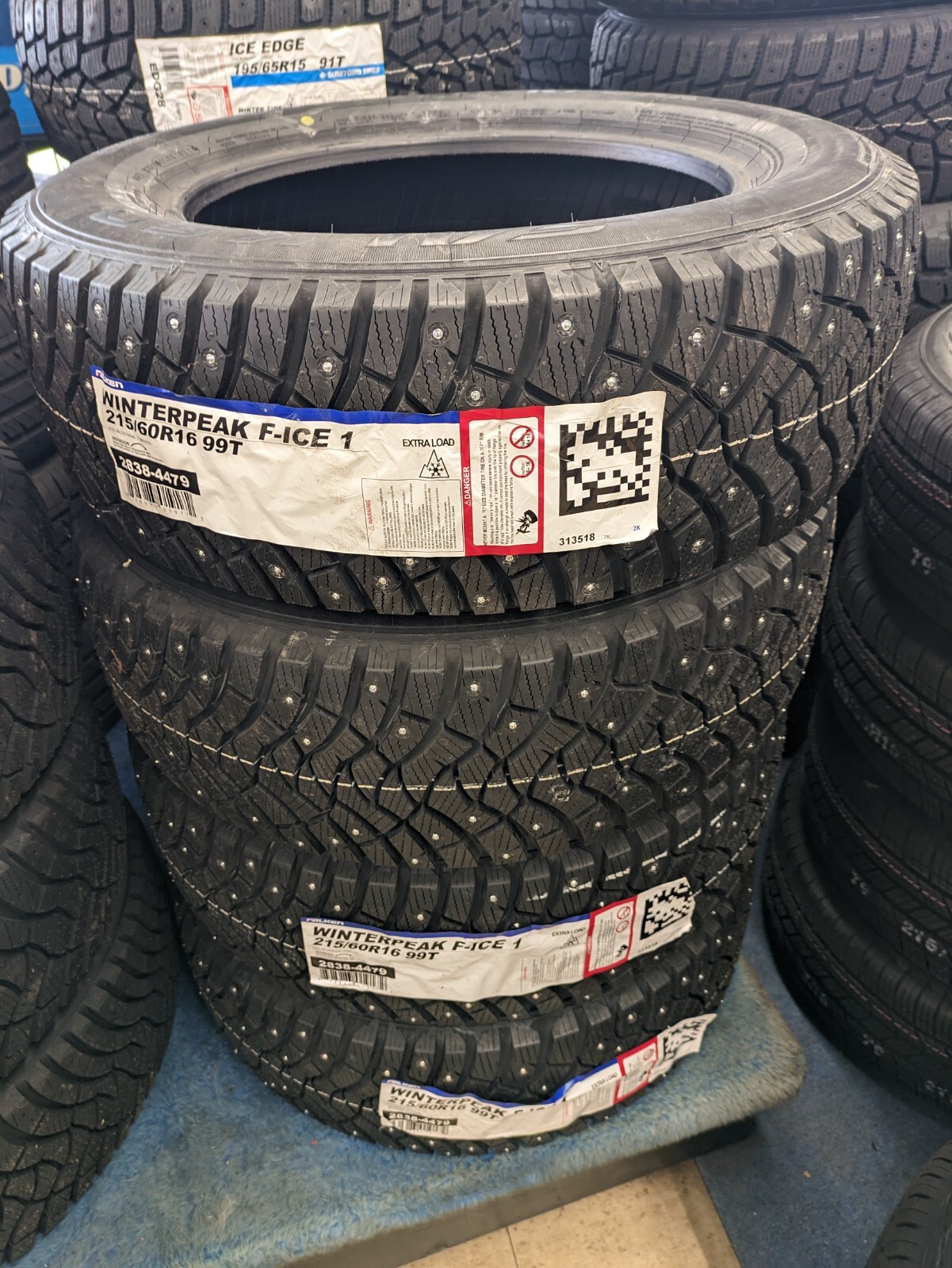 215/60R16 FALKEN WINTERPEAK F-ICE 1 STUDDED SNOW TIRES 99T 215/60R16 FALKEN WINTERPEAK F-ICE 1 STUDDED SNOW TIRES 99T