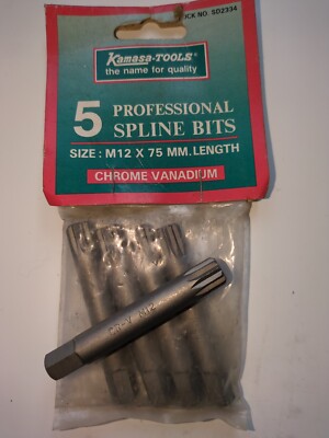 M12 Spline Bits 75mm long  X 5 KAMASA