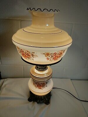 Large Vintage Beautiful GWTW L&L WMC Hurricane Lamp 3 Way Lamp