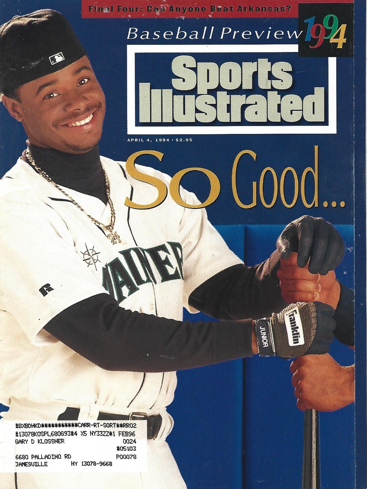 激レア未使用 グリフィー マリナーズ1994年 ポスター GRIFFEY MLB BASEBALL 1994 SPORTS ILLUSTRATED MARINERS KEN GRIFFEY jr