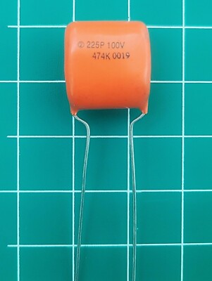 2pcs CDE Sprague Orange Drop 225P Series .47μf 100v Polyester Film Capacitor