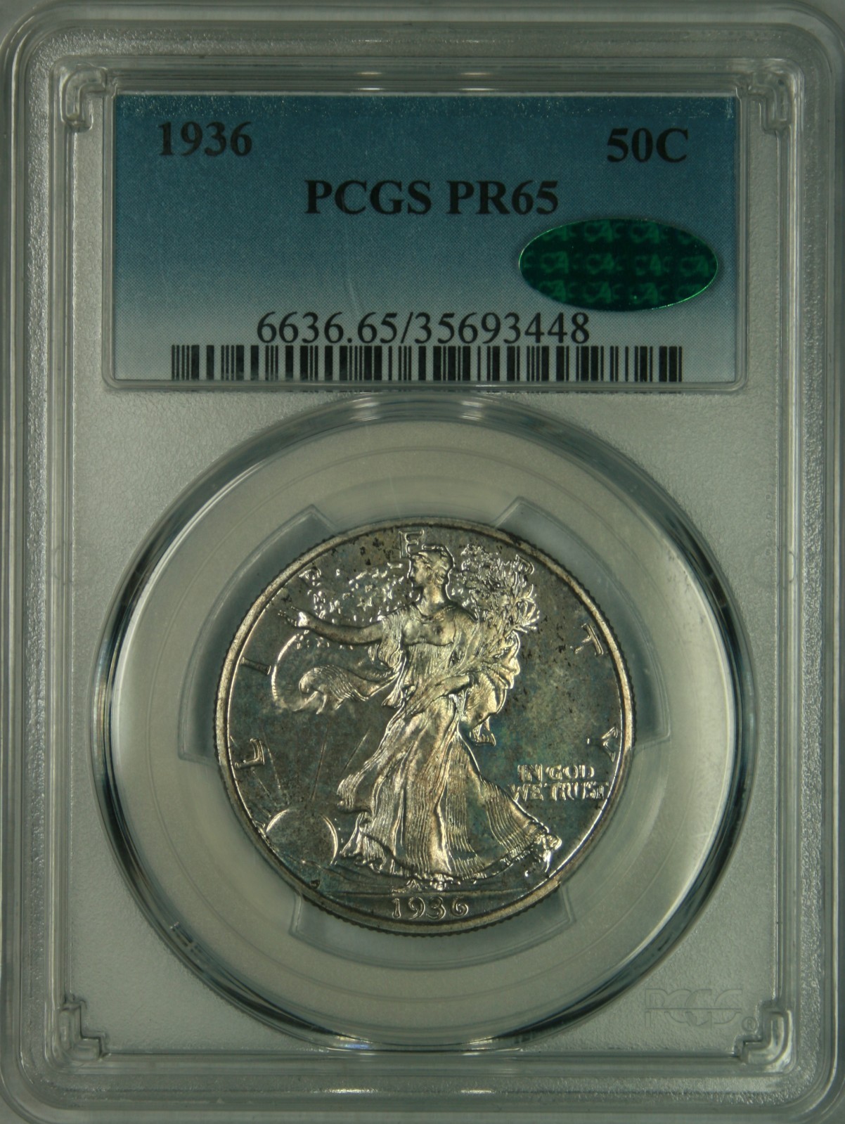 1936 Proof Walking Liberty Half Dollar PCGS PR65 CAC