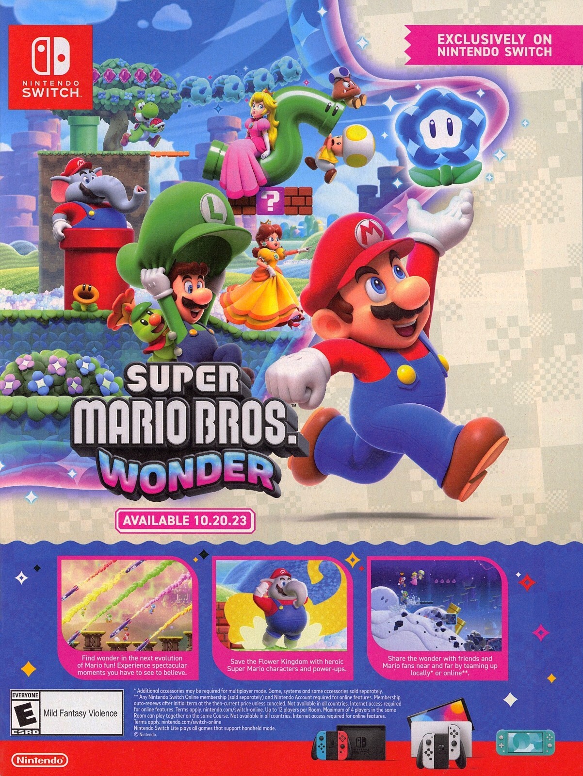 Super Mario Bros Wonder Nintendo Switch Game 2023 Wall Art