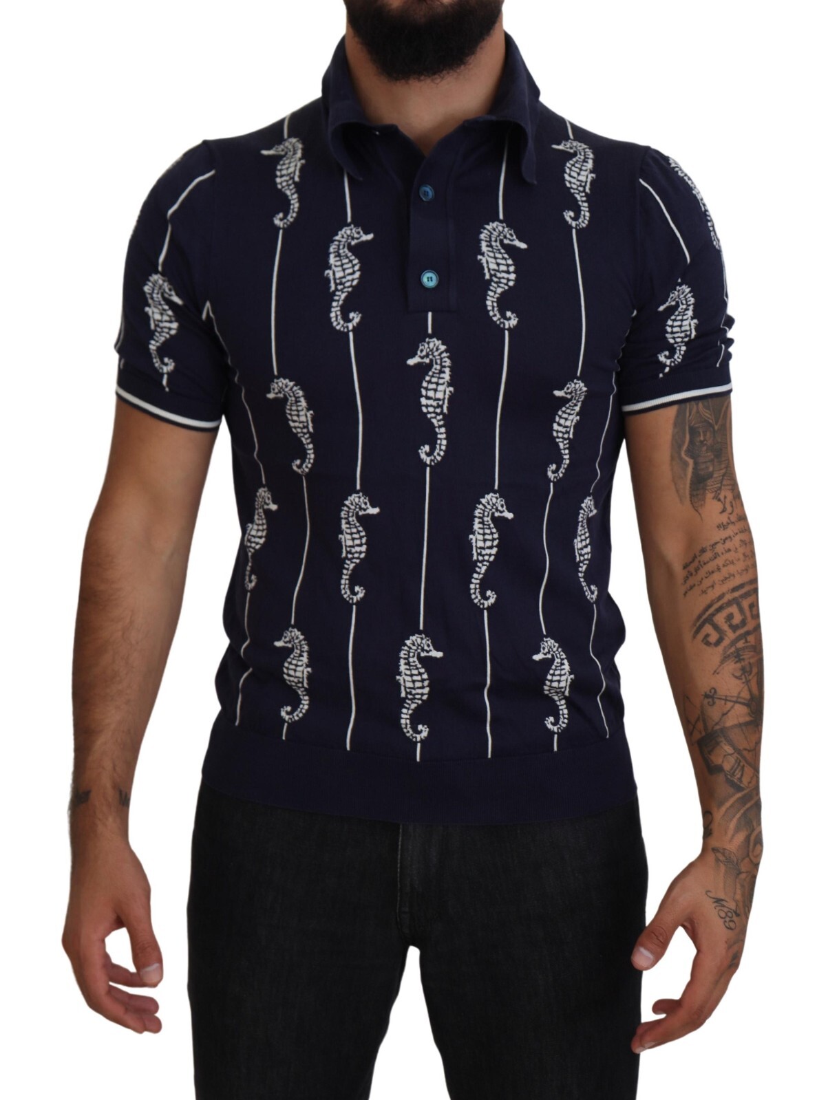 【関税&送料込】Dolce & Gabbana T-shirts and Polos Blue Dolce & Gabbana - Short sleeve cotton polo shirt blue - The