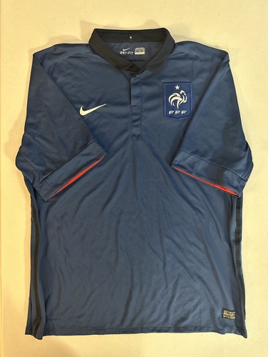 Nike Dri-Fit Authentic FFF France Blue Soccer Football Jersey Polo