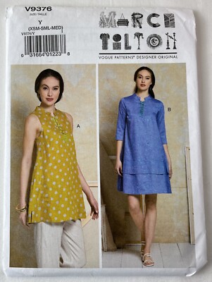 Vogue 9376 Marcy Tilton Tunic & Dress XS S M 29.5-36'' Bust Sewing Pattern UC OOP