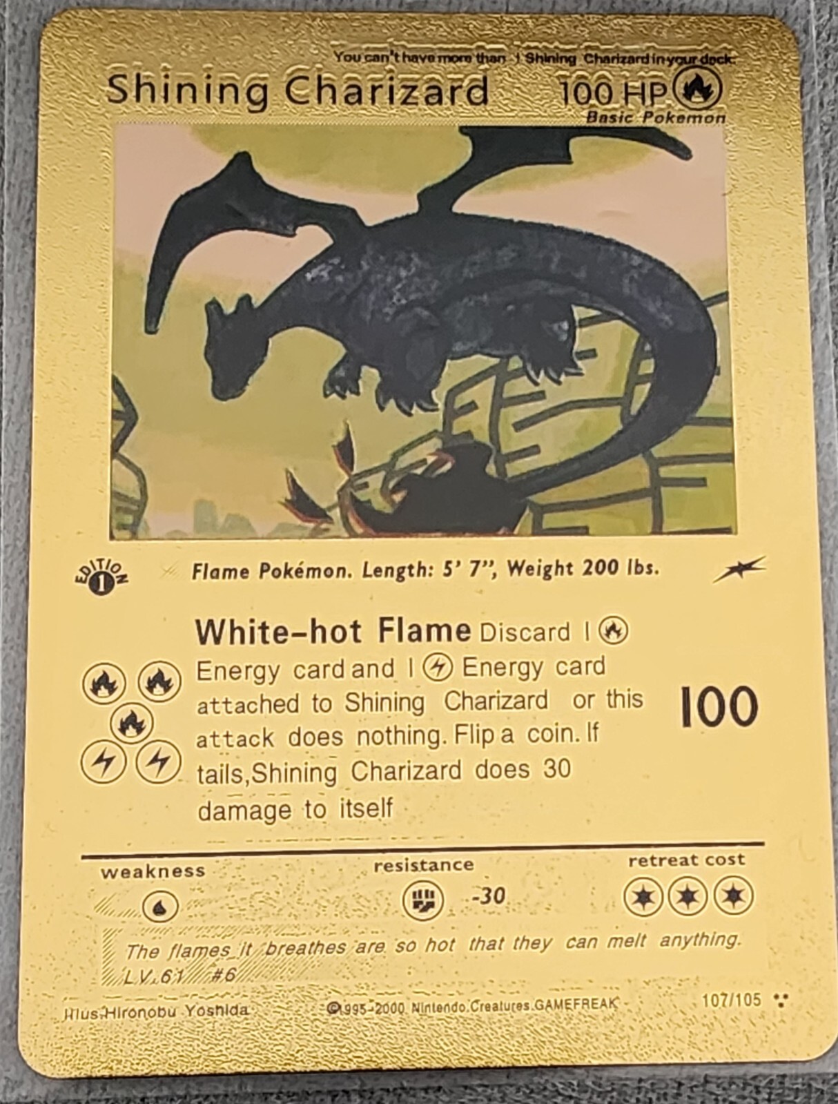 First Edition Shining Charizard Gold Foil 107/105 illus First Edition Shining Charizard Gold Foil 107/105 illus