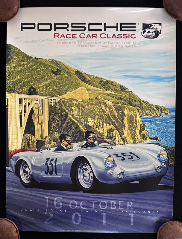 RARE 2011 1st PORSCHE Race Car Classic Poster 550 SPYDER Roy Dryer