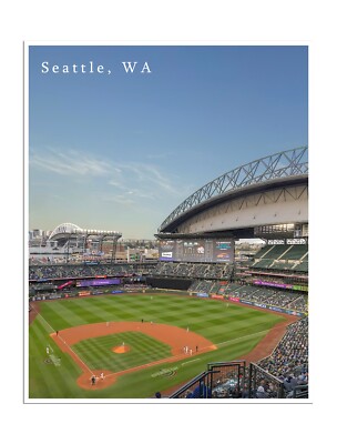 Seattle Mariners Poster Stadium Art Print University Gift 12x16''