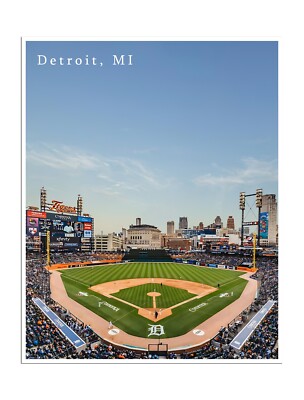 Detroit Tigers Poster Stadium Art Print Baseball Gift 12x16''