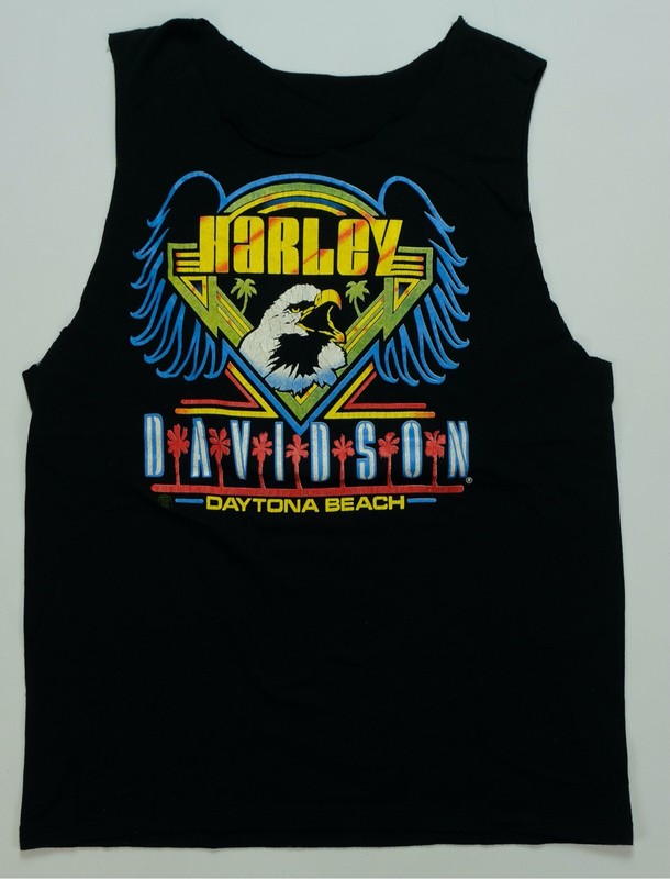 VINTAGE Harley-Davidson Shirt Mens XL Blue Daytona Beach 90s Neon