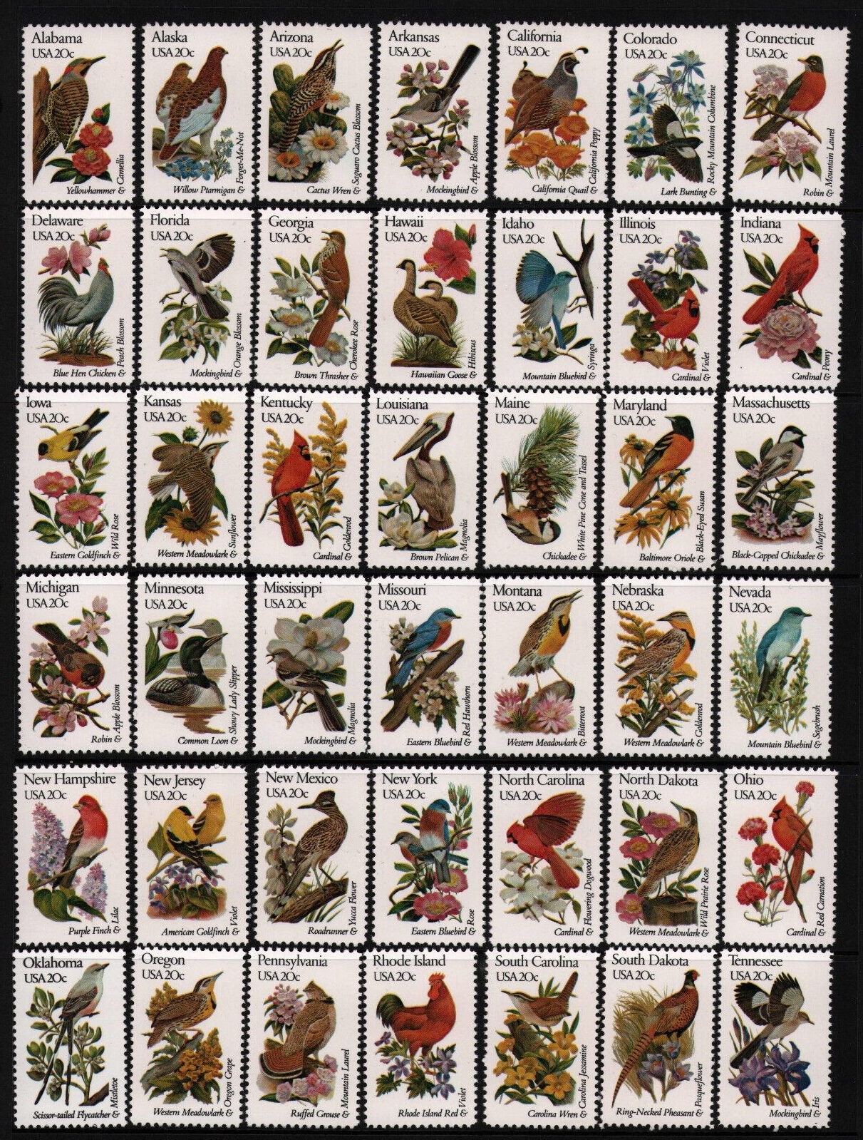 アメリカ合衆国の切手　state birds and flower アメリカ合衆国の切手 state birds and flower The Official