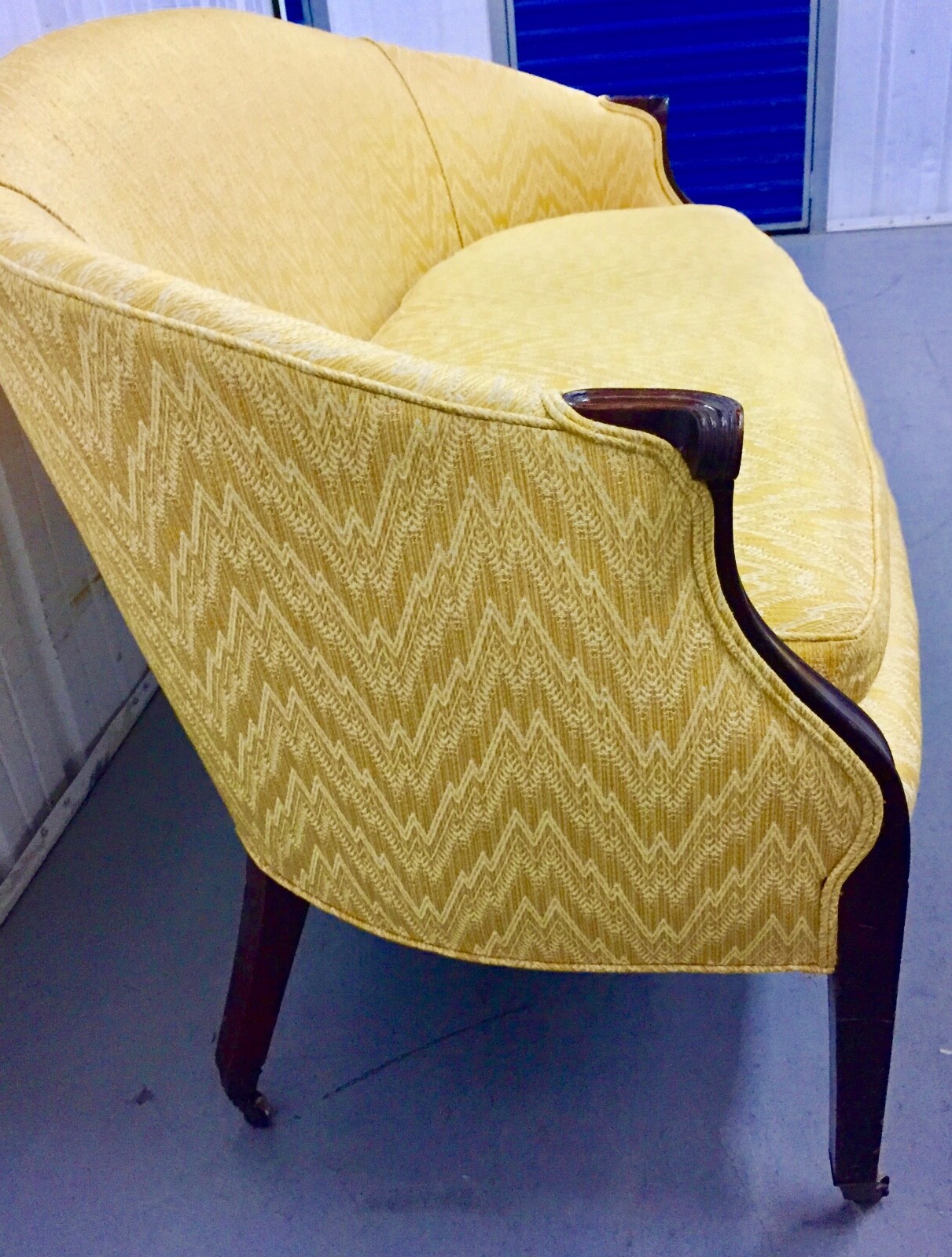 ANTIQUE FEDERAL SERPENTINE FLAME-STITCH CUSTOM UPHOLSTERED SETTEE