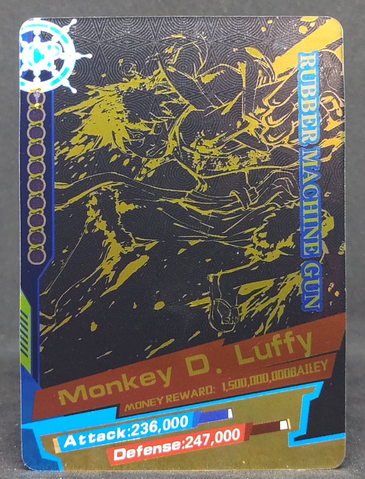 Monkey D Luffy One Piece Rubber Machine Gun Black Holo Foil