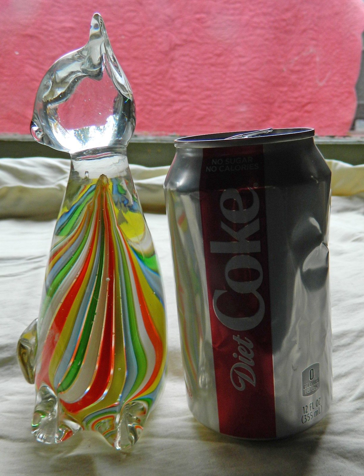 Vntg VINCI HAND BLOWN ART GLASS Figure/Paperweight CAT  Excellent Condition