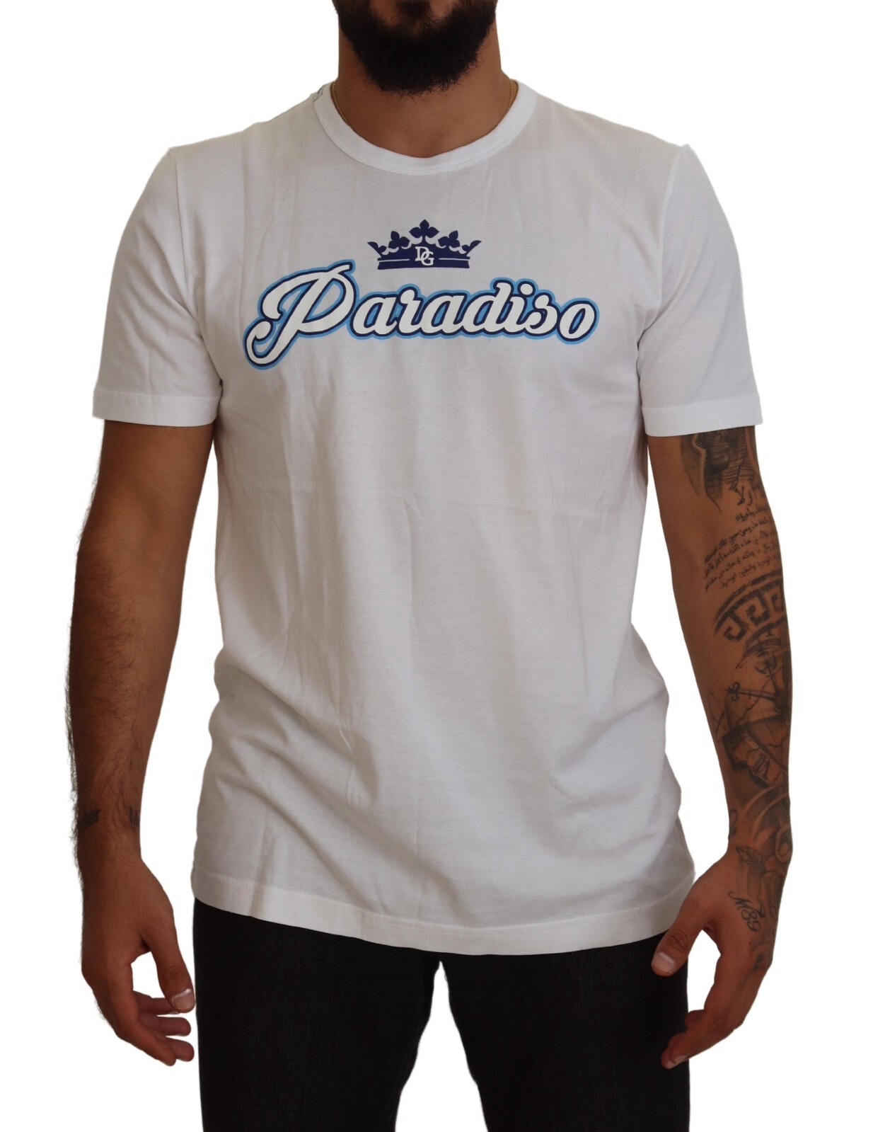 

DOLCE - GABBANA Футболка Белая DG Crown Paradiso с принтом Casual IT54/US44/ 370 долларов США, Белый