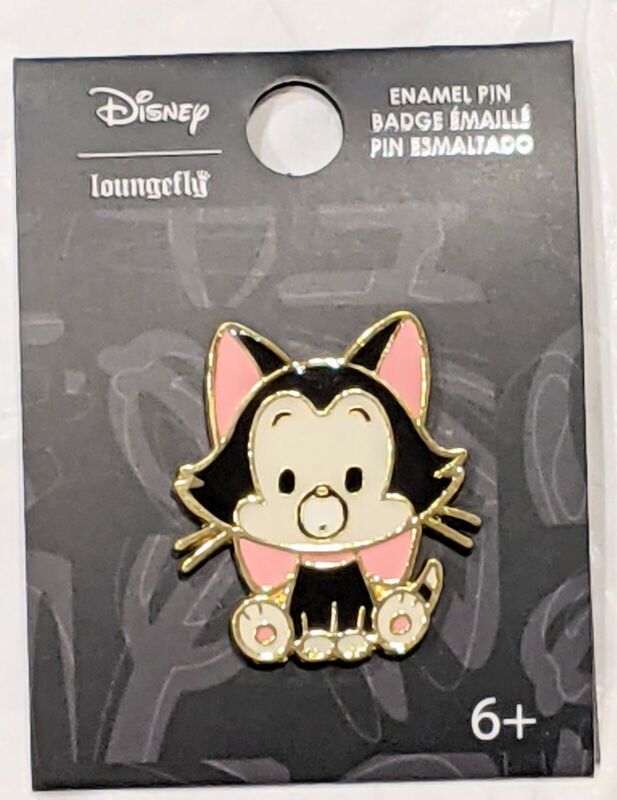 Disney Loungefly Figaro Cat In Pink Bow Enamel Pin - New 