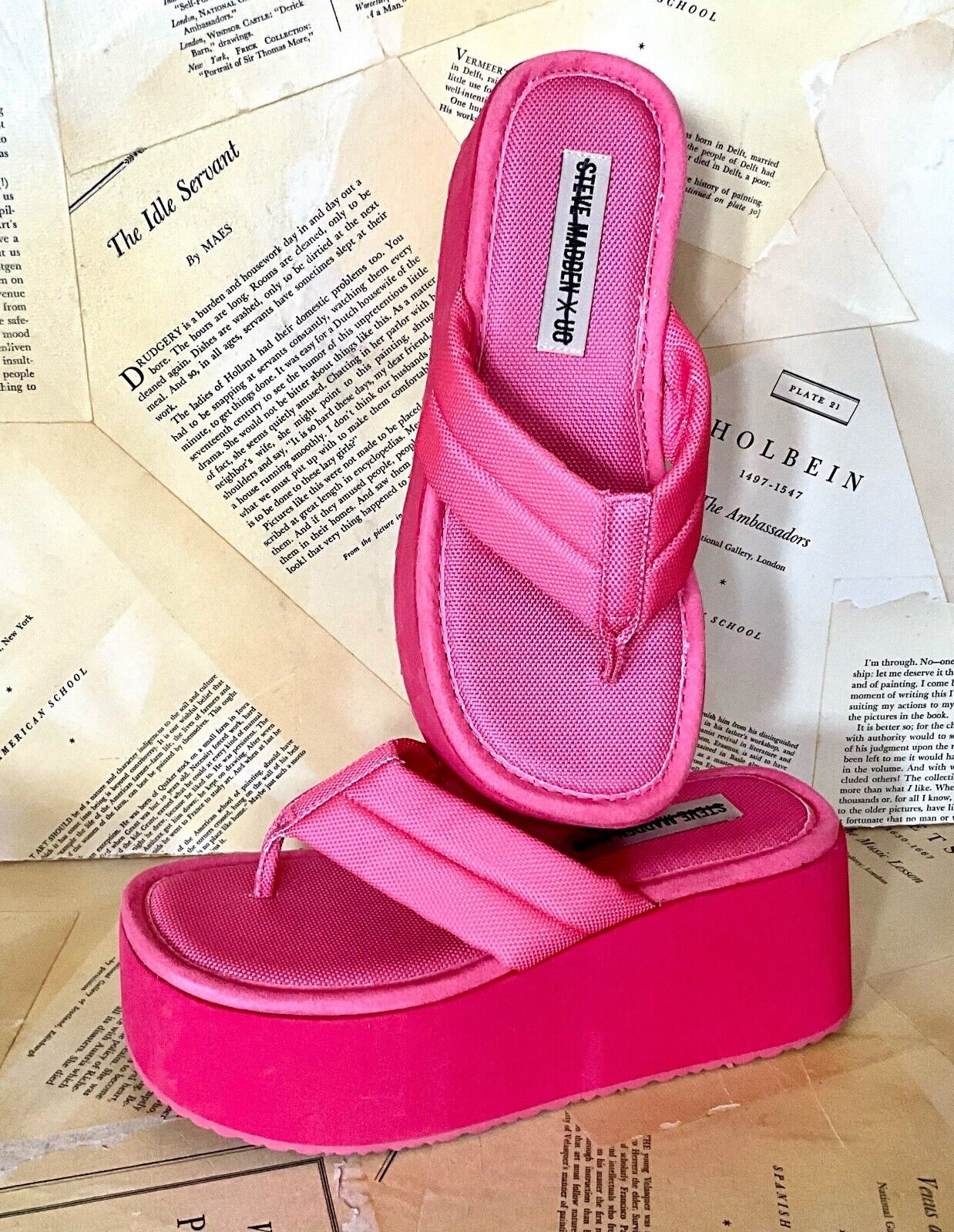 Сандалии-стринги на платформе Urban Outfitters X Steve Madden Contempo, розовая пена 7, НОВИНКА