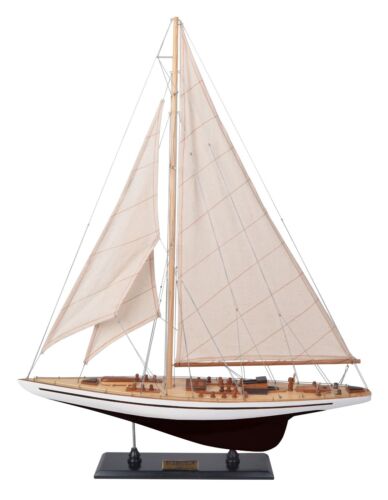 Wooden Yacht model Sailboat Endeavor L60 Vintage Sailing Decor 24" Black 