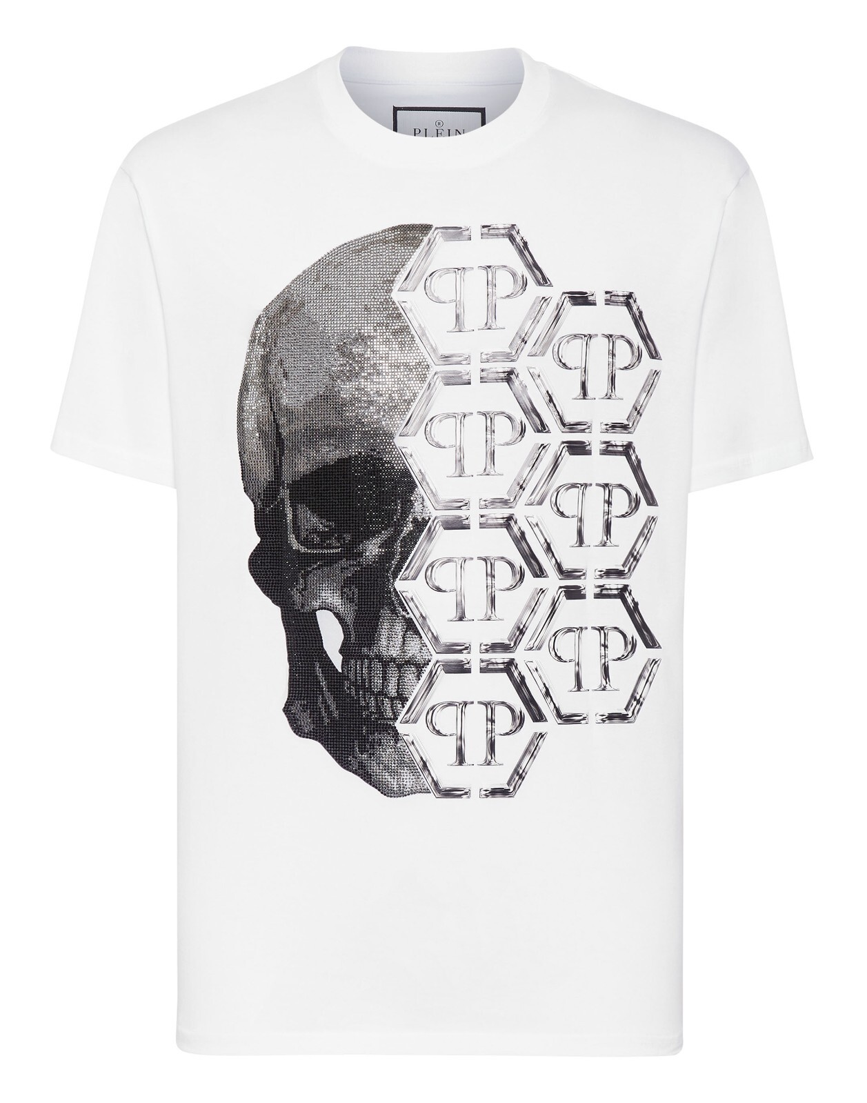 PHILIPP PLEIN スカルフリントクルネックスウェットシャツ Philipp Plein スカル ロゴ スウェットシャツ | ホワイト