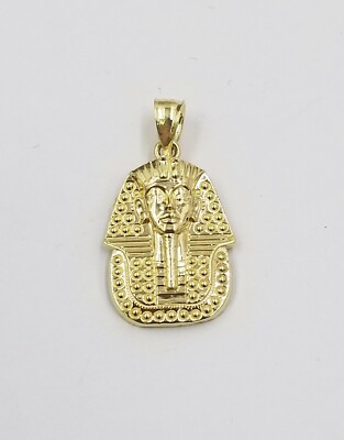 Pre-owned Globalwatches10 10k Egyptian King Yellow Gold Pharaoh Charm Mens Diamond Cut Design Pendant Real