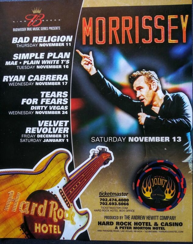 MORRISSEY 2004 HARD ROCK LAS VEGAS PROMO AD
