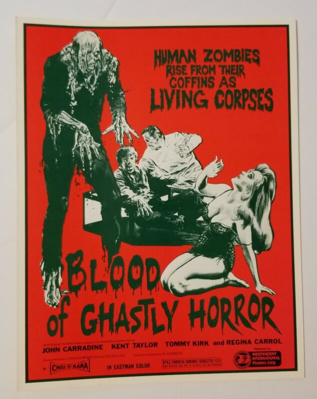 BLOOD OF GHASTLY HORROR 1972 Horror Movie Original Pressbook ZOMBIES
