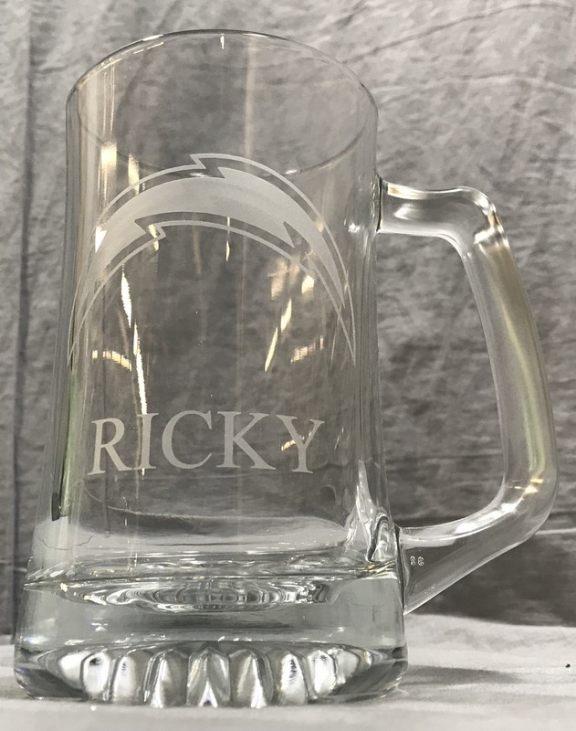 Pottery Barn Nfl San Diego Chargers Glass Beer Mug Ricky