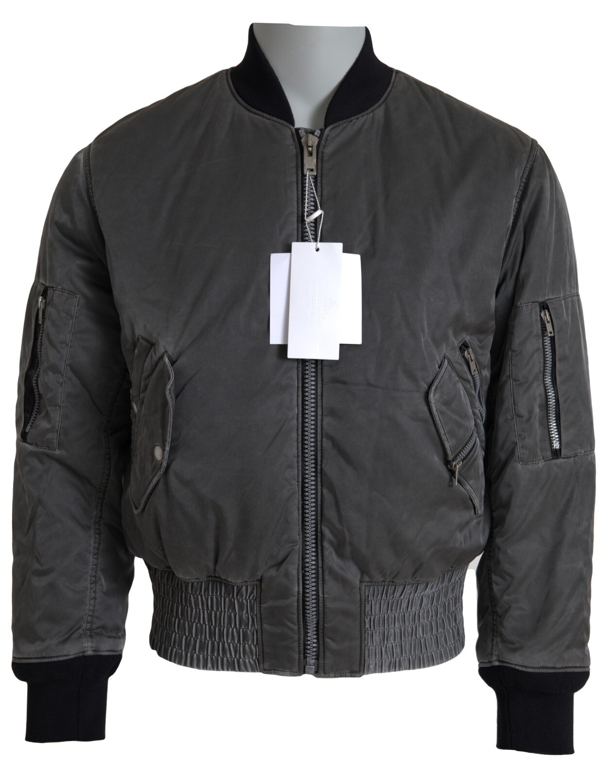 MAISON MARGIELA Jacket Gray Bomber Zipper Pocket Sleeves MAISON MARGIELA Jacket Gray Bomber Zipper Pocket Sleeves