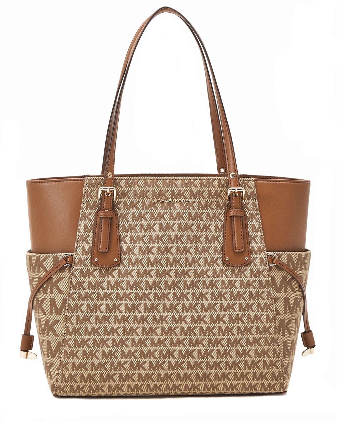 Сумка Michael Kors Сумка Voyager EW Tote Жаккардовая бежевая, Черное дерево Новая