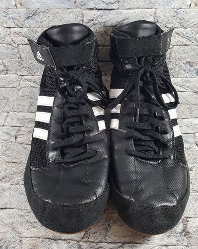 Adidas Men's Black/White Leather Lac-Up Athletic Wrestling Boxing Shoes Size 12