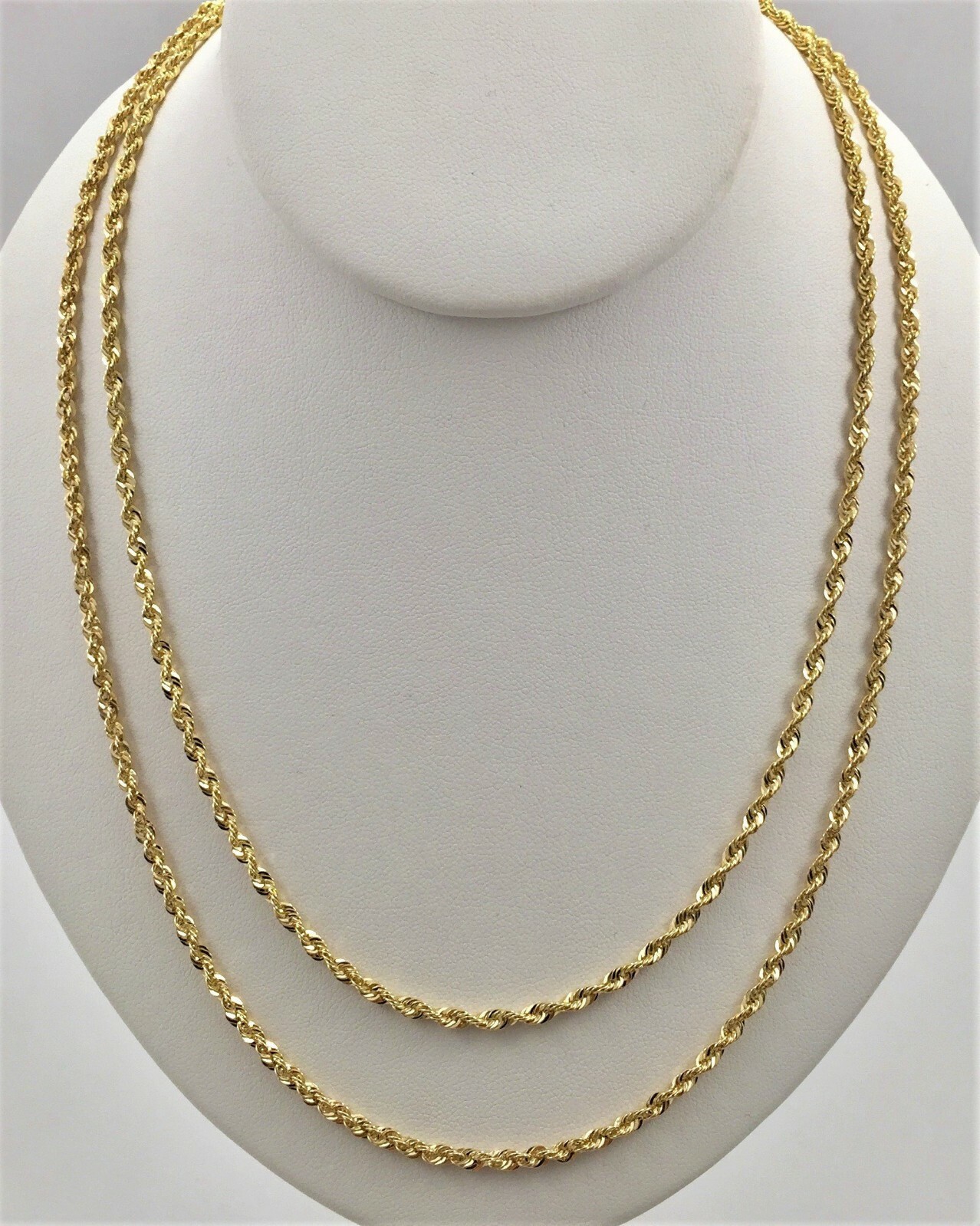 Pre-owned Rope Chain Necklace 10k Solid Yellow Gold Necklace Rope Chain 3mm 16" 18" 20" 22" 24" 26" 28" 30"