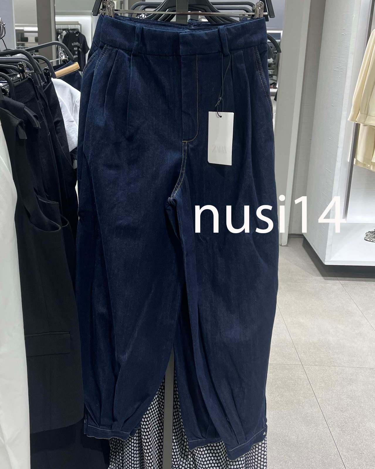 ZARA NEW WOMAN MID-RISE ZW COLL BALLOON DENIM PANTS BLUE XS