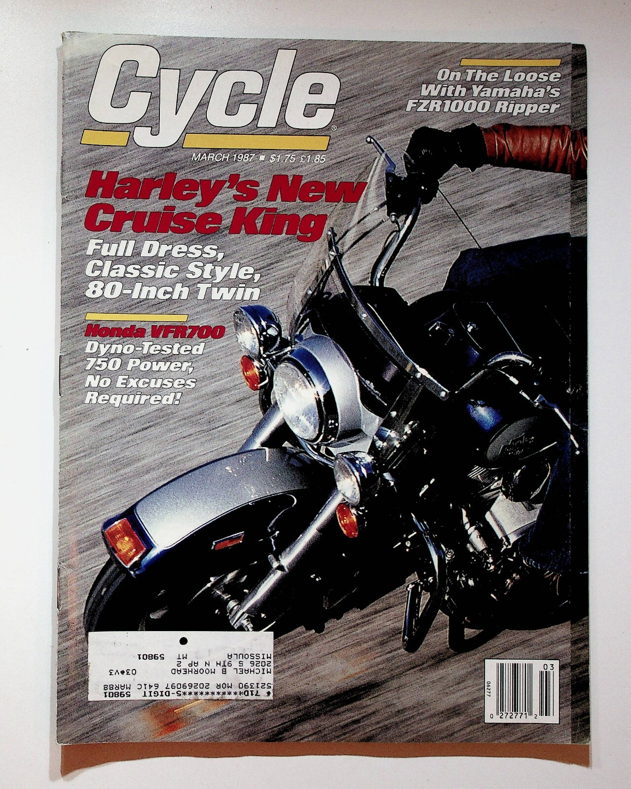 1987 March Cycle Motorcycle Magazine Harley-Davidson FLHS Honda VFR700F  Cagiva
