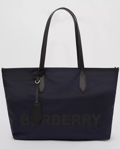 【関税＆送料込み】Burberry Totes Burberry Logo Print Nylon Large Tote Bag In Navy Blue | eBay