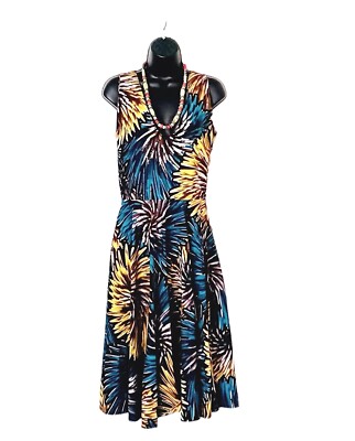 Ikuru Mozambique Floral Dress Women's Size S Multicolor Handmade Africa