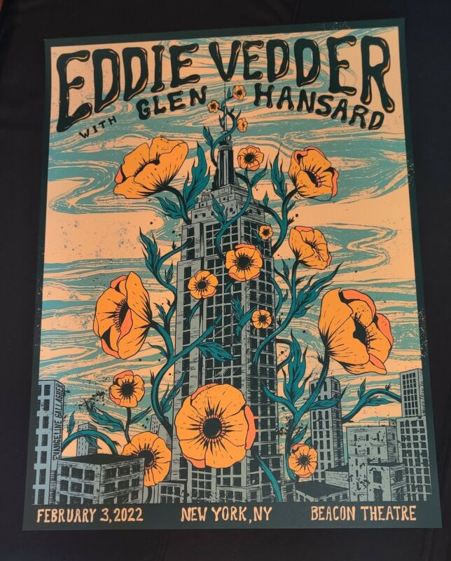 Eddie Vedder New York 2022 SE Show Edition Poster Near Mint pearl jam Gallagher