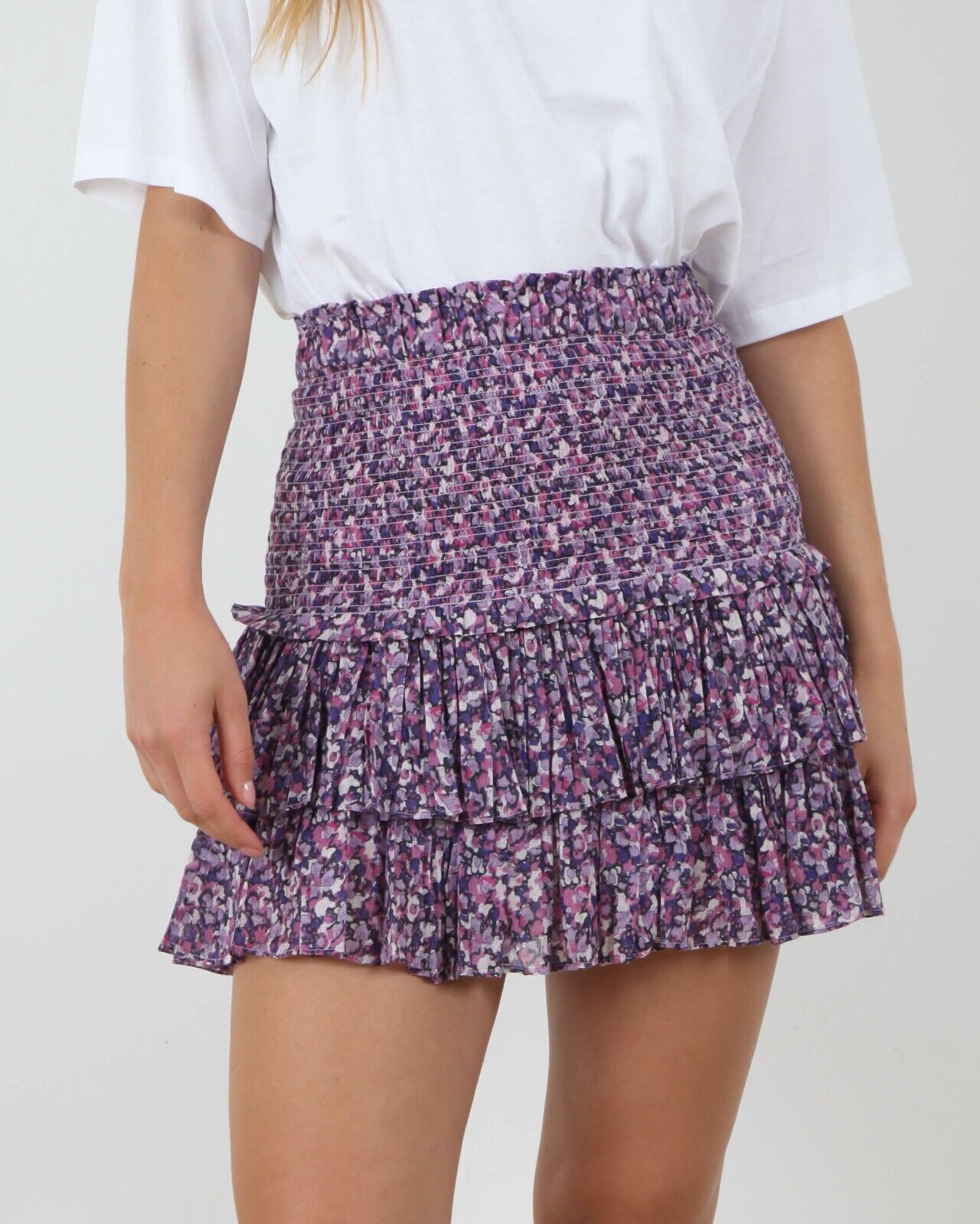 Isabel Marant Etoile Naomi Women's Violet Smocked Floral Isabel Marant Etoile Naomi Women's Violet Smocked Floral