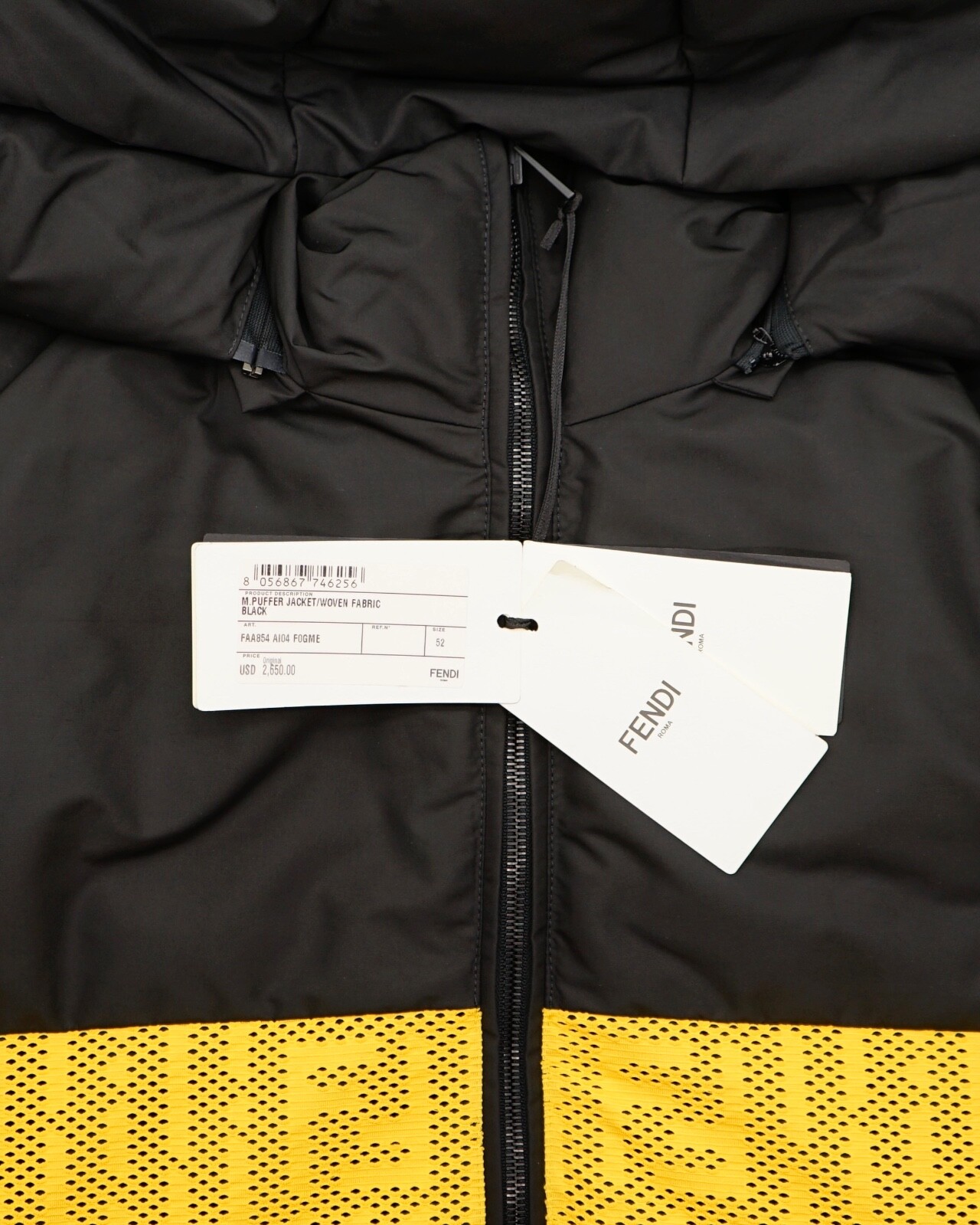 Pre-owned Fendi Puffer Jacket Reversible Ff Logo X-large Size 52 In Black