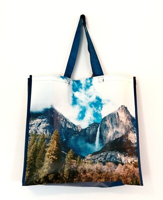 T.J. TJMaxx Shopping Bag Waterfall Mountains Trees Nature Reusable Tote New!