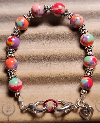 Colorful Rainbow Matrix Turquoise Beads Medical Alert ID Replacement Bracelet 